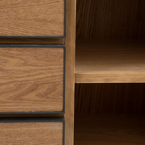 Anrichte SPIKE Schwarz natürlich Holz Metall Eschenholz Holz MDF 90 x 36 x 115,5 cm