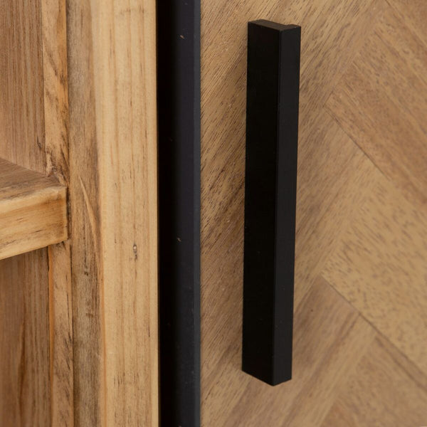 Anrichte SPIKE Schwarz natürlich Holz Metall Eschenholz Holz MDF 90 x 36 x 115,5 cm