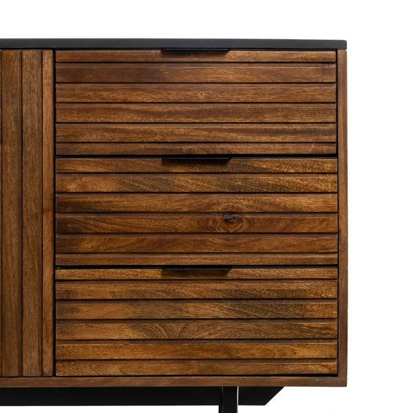 Anrichte ABNER Braun Schwarz Eisen Mango-Holz 160 x 40 x 75 cm