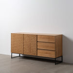 Anrichte MARIGNI Schwarz natürlich Eisen Holz MDF 160 x 42,5 x 79 cm