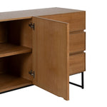 Anrichte MARIGNI Schwarz natürlich Eisen Holz MDF 160 x 42,5 x 79 cm