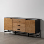 Anrichte ORLEANS Schwarz natürlich Eisen Holz MDF 164 x 40 x 75 cm