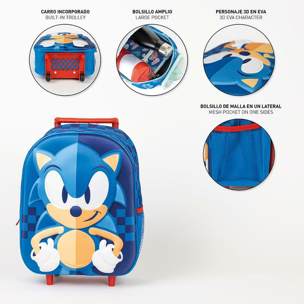 Schulrucksack 3D mit Rädern Sonic