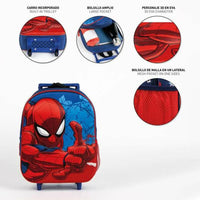 Schulrucksack 3D mit Rädern Spider-Man Blau 25,0 x 31,0 x 10,0 cm