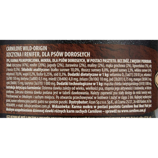 Nassfutter Carnilove Wild Wet Venison & Reindeer Hirsch Rentier 400 g