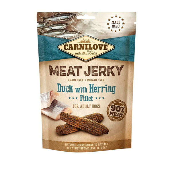 Futter Carnilove Meat Jerky Duck with herring Erwachsener Fisch Lamm Ente 100 g