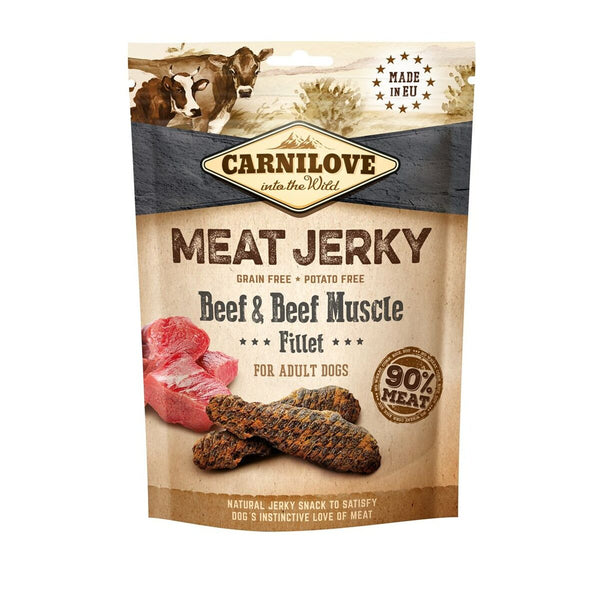 Futter Carnilove Meat Jerky Beef & Beef muscle fillet Erwachsener Truthahn Rindfleisch 100 g