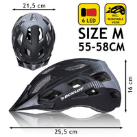 Fahrradhelm für Erwachsene Dunlop M Schwarz LED Leicht
