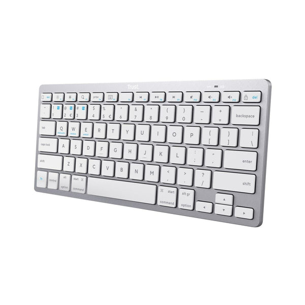 Drahtlose Tastatur Trust 24651 Qwerty US Silberfarben Schwarzweiß