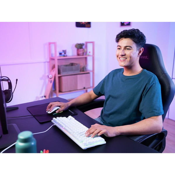 Gaming Tastatur Trust GXT 833W THADO Weiß Bunt QWERTY Qwerty US