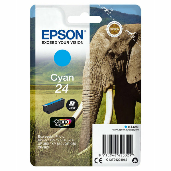 Original Tintenpatrone Epson Cartucho 24 cian Türkis 4,6 ml