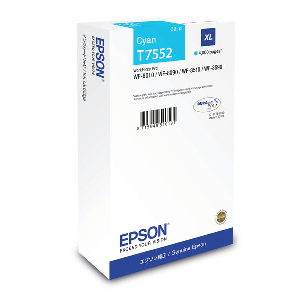 Original Tintenpatrone Epson T7552 Blau Türkis