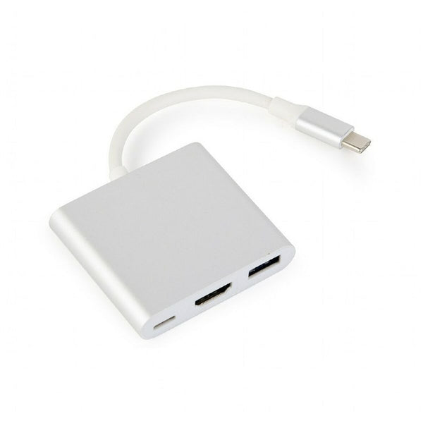 3-Port USB-C Hub GEMBIRD A-CM-HDMIF-02-SV Silberfarben