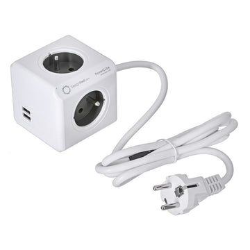 Würfel mit Steckdosenanschluss Allocacoc PowerCube Extended USB Type E Schwarz Würfel (1,5 m)