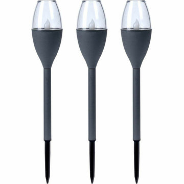 Solar-Gartenfackel-Set Progarden Dunkelgrau 21 x 8 x 31 cm Kunststoff
