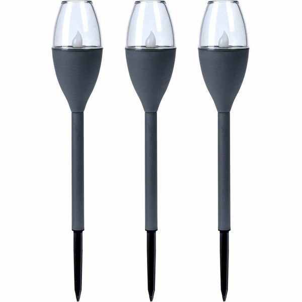 Solar-Gartenfackel-Set Progarden Dunkelgrau 21 x 8 x 31 cm Kunststoff