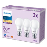 LED-Lampe Philips 60 W Mattierend Warmes Weiß F 8 W 60 W B22 3 Stück (2700 K)
