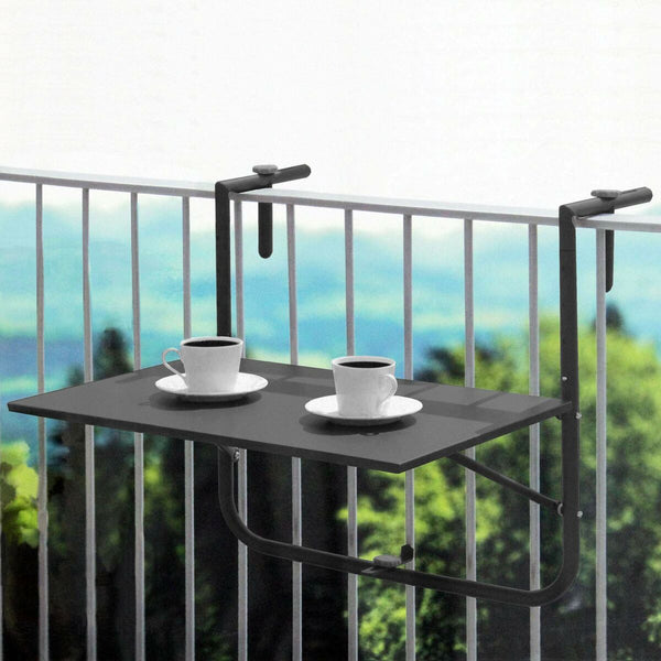 Klappbarer Tisch für Balkon Ambiance Schwarz Dunkelgrau 60 x 43 cm