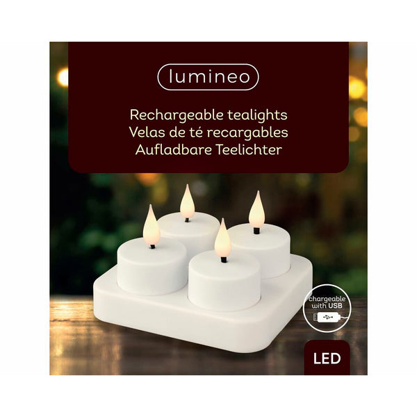 LED Kerze Lumineo 485346 Weiß Aufladbar Innen (4 Stück)