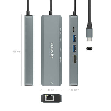 Hub USB Aisens ASUC-5P011-GR Grau