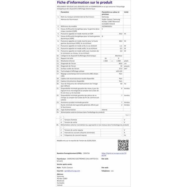 Gaming-Monitor Samsung LS32DM502EUXEN Full HD 32"