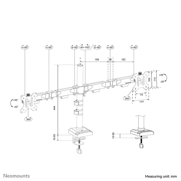 Bildschirm-Träger für den Tisch Neomounts DS60-600BL2 10" 32"