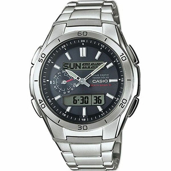 Herrenuhr Casio WAVE CEPTOR Multibadn 6 Tough Solar Schwarz Grau Silberfarben (Ø 43,5 mm)