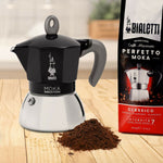 Italienische Kaffeemaschine Bialetti Moka Schwarz Edelstahl Aluminium 200 ml 4 Kopper