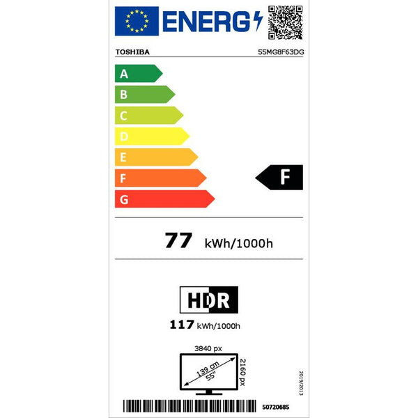 Smart TV Toshiba 55MG8F63DG 55" 4K Ultra HD LED HDR HDR10 DVB-T2 Google Assistant Direct-LED LCD DVB-S2