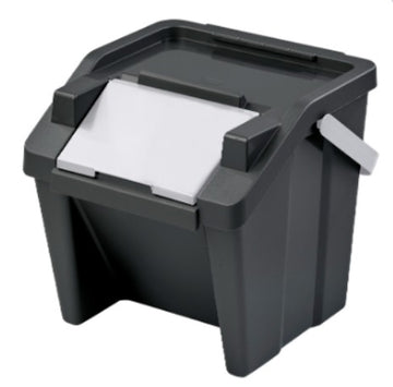 Recycling Papierkorb Tontarelli Moda Weiß Schwarz Stapelbar 28 L
