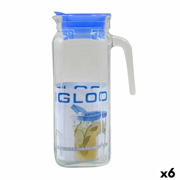 Kanne Borgonovo Igloo Durchsichtig Glas Blau 1,2 L (6 Stück)