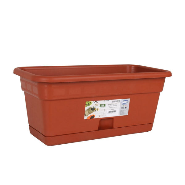 Blumenkasten mit Unterteller Dem Squares rechteckig Braun 40 x 20 cm (12 Stück)