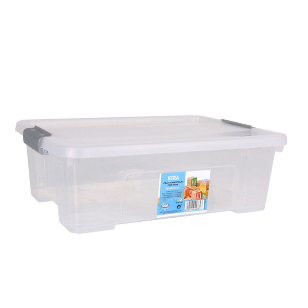 Aufbewahrungsbox mit Deckel Dem Kira Durchsichtig Kunststoff 10 L 40 x 28 x 13 cm (8 Stück)