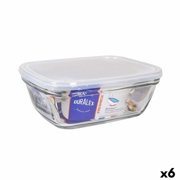 Rechteckige Lunchbox mit Deckel Duralex Freshbox Durchsichtig 1,7 L 21,5 x 16,5 x 8 cm (6 Stück)