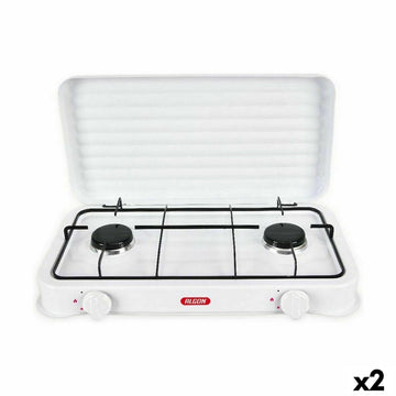 Gaskocher Algon mit Deckel Weiß 4400 W 55 x 7 x 32 cm (2 Stück)