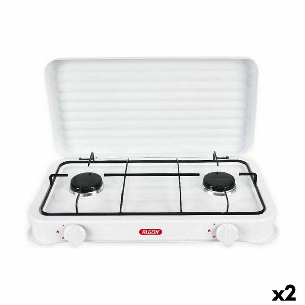 Gaskocher Algon mit Deckel Weiß 4400 W 55 x 7 x 32 cm (2 Stück)