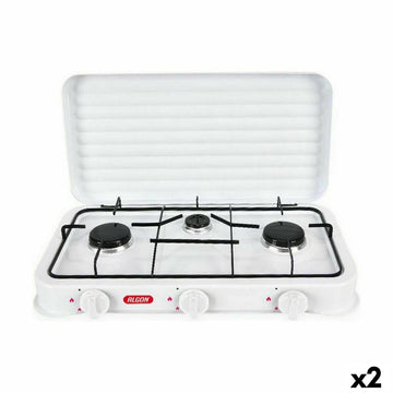 Gaskocher Algon mit Deckel Weiß 5400 W 55 x 7 x 32 cm (2 Stück)