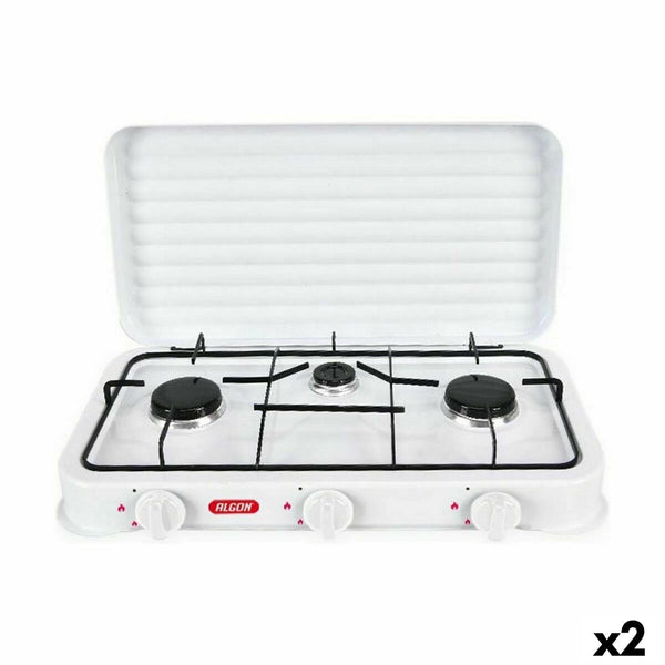 Gaskocher Algon mit Deckel Weiß 5400 W 55 x 7 x 32 cm (2 Stück)