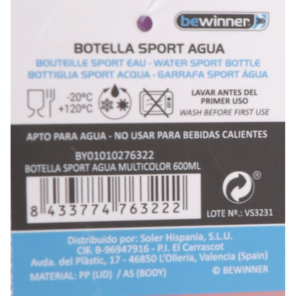 Wasserflasche Bewinner Bunt 600 ml 7,4 x 7,4 x 19 cm (12 Stück)