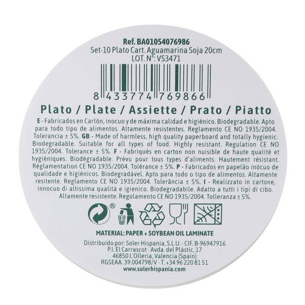 Geschirr-Set Algon Aquamarin 20 cm 10 Stücke (24 Stück)