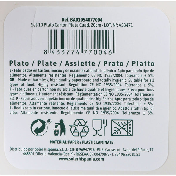 Geschirr-Set Algon Silberfarben 20 cm 20 x 2 cm 10 Stücke (18 Stück)