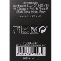 Gewürzset Anna Durchsichtig Silberfarben Glas ABS 170 ml 5 x 5 x 20 cm 2 Stücke (24 Stück)