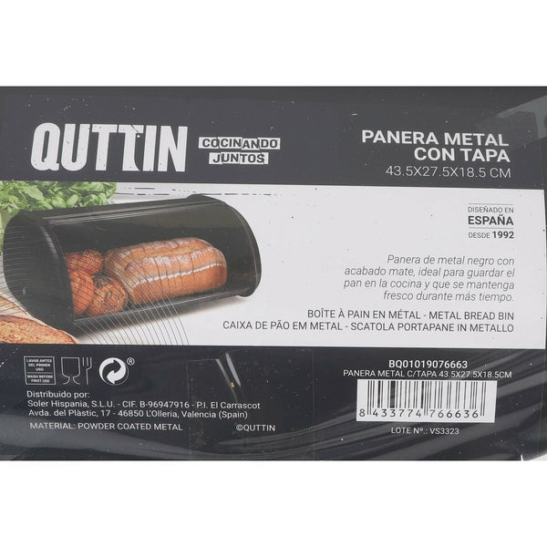 Brotkorb Quttin Schwarz Metall 43,5 x 27,5 x 18,5 cm (3 Stück)