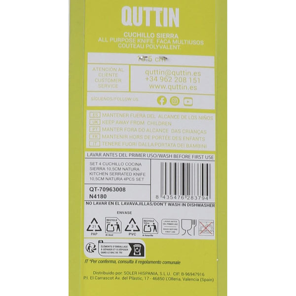 Steakmesser-Set Inde Natura Braun Silberfarben 10,5 cm Mehrzweck 4 Stücke (12 Stück)