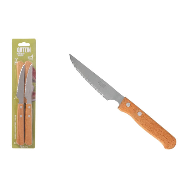 Steakmesser-Set Inde NATURA Braun Silberfarben 10,5 cm 4 Stücke (12 Stück)