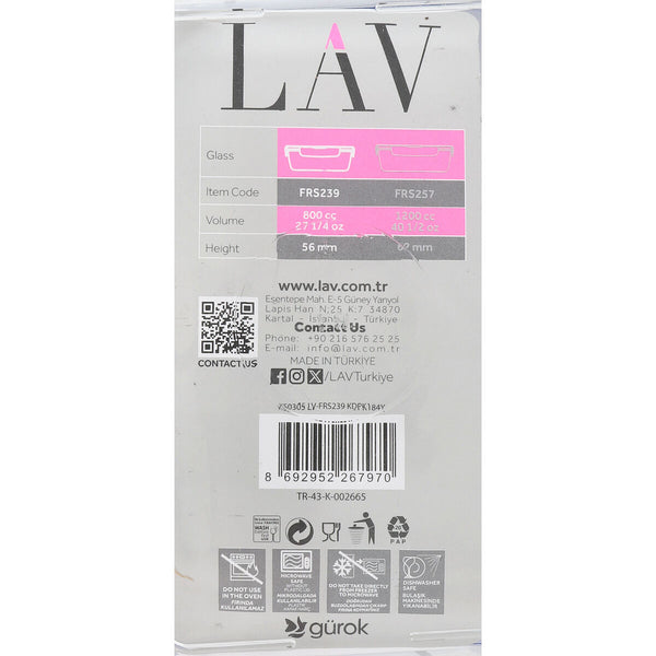 Lunchbox hermetisch LAV Grau Durchsichtig 0,8 L (12 Stück)