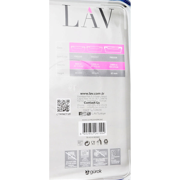 Lunchbox hermetisch LAV Grau Durchsichtig 1,9 L (8 Stück)