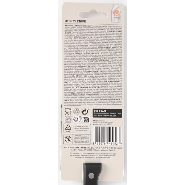 Küchenmesser MasterChef Schwarz Silberfarben 12 cm Mehrzweck (24 Stück)