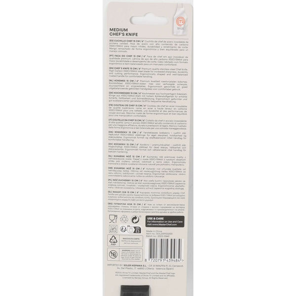 Küchenmesser MasterChef Chef Schwarz Silberfarben 15 cm (18 Stück)