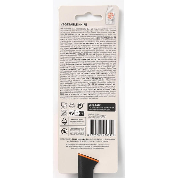 Gemüseschälmesser MasterChef Schwarz Silberfarben 11,5 cm (24 Stück)